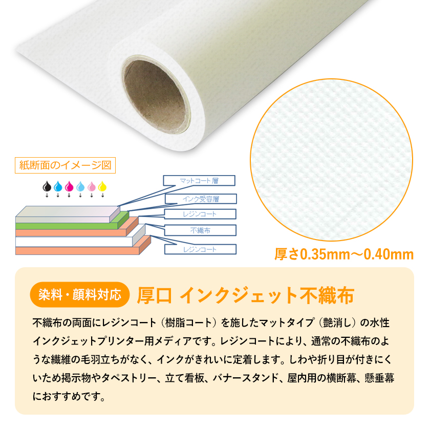 インクジェットロール紙 防炎クロスw 幅1067mm(42インチ)×長さ30m 厚0.18mm 2本入 PayPayポイント10% - 4